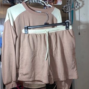 two piece set with long sleeve shirt comes with shorts!